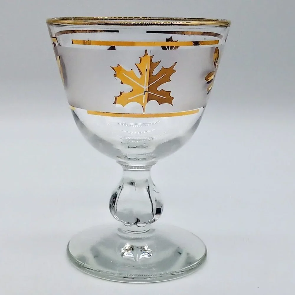 Libbey Golden Foliage Frosted Cocktail Liquor Glasses (6)